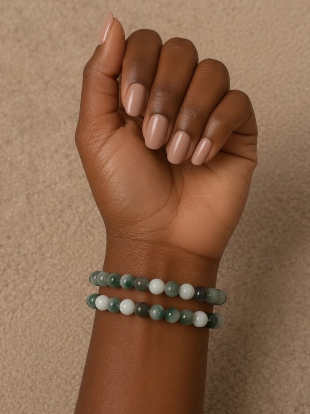 Boho stretch green glass bead bracelets NWOT